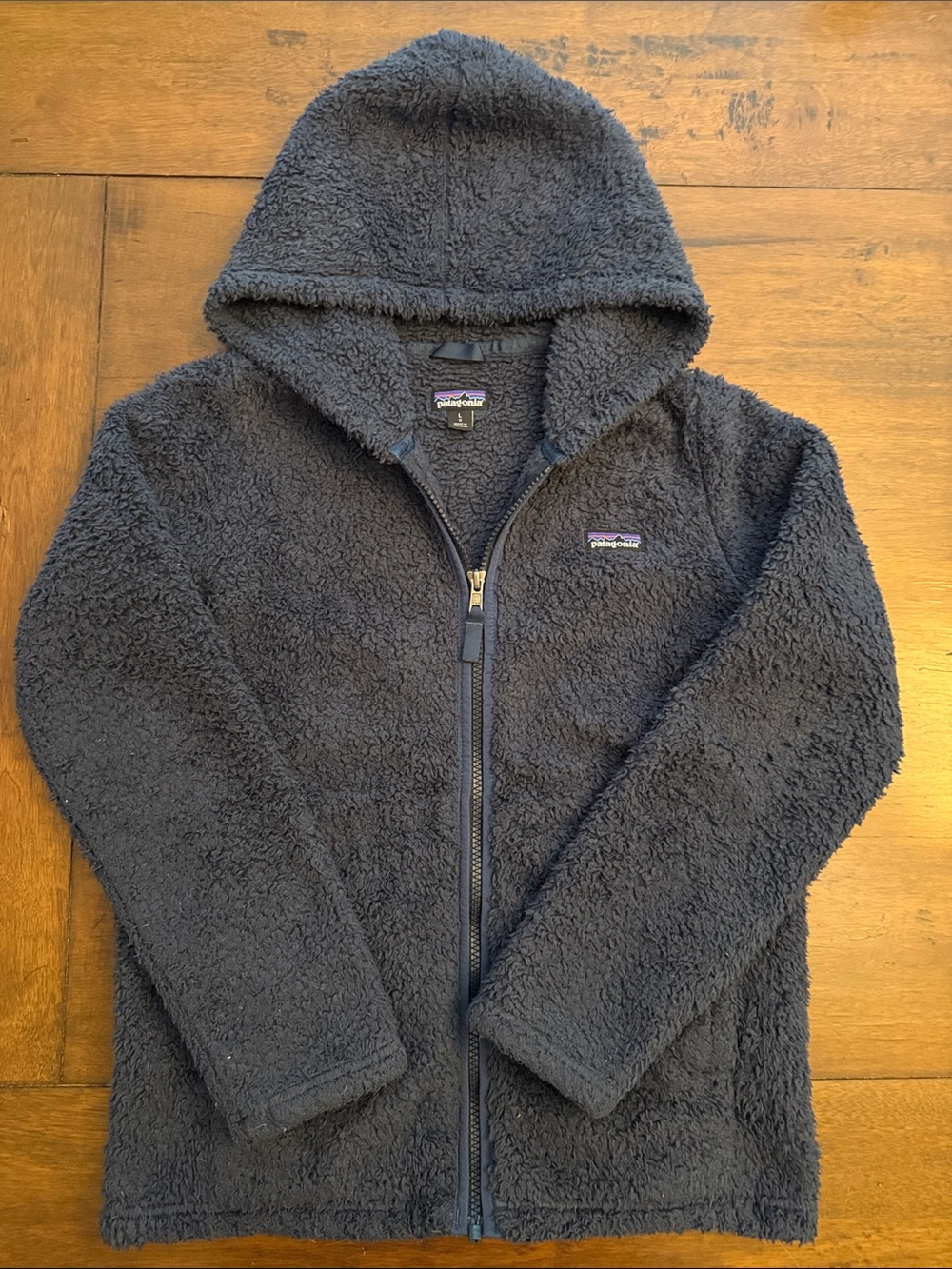 Patagonia Kids Dark Navy Sherpa Zip Hoodie